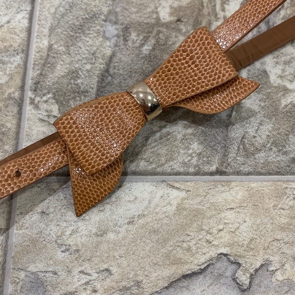Camel Brown Bow Skinny Belt main image 4